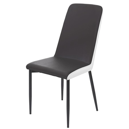 Lot de 4 Chaises de Salle à Manger KANO, Design Bicolore Noir et Blanc, Métal et Cuir 