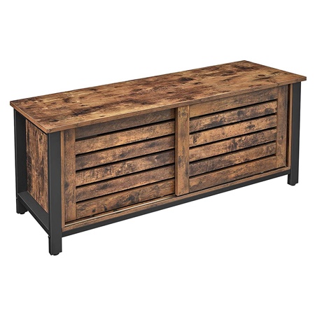 Meuble de Rangement THUNDER, Style Rustique, 110X40X45 cm, Bois et Métal, Couleur Noyer