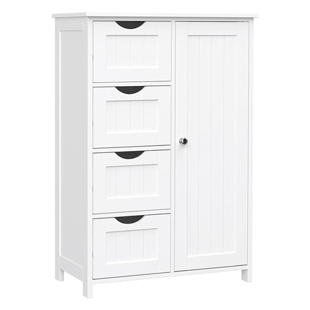 Armoire LULU, 55x30x81 cm, Design Rustique, Nombreux Rangements, en Bois, Blanc 