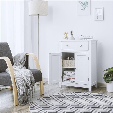 Meuble de Rangement CARACAS, Pratique et Rustique, 60x30x80 cm, en Bois, Blanc