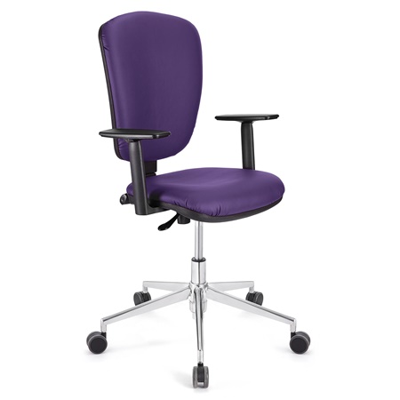 DEMO# Chaise de bureau CALIPSO PRO CUIR, Dossier et Accoudoirs Ajustables, Piétement Métallique, Violet