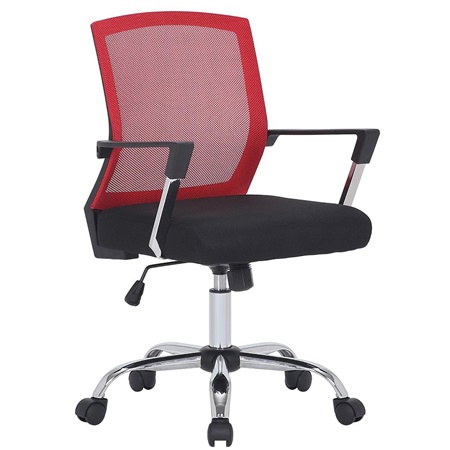 Chaise de Bureau DIVA, Dossier Basculant, Tissu et Maille Respirable, Noir/Rouge