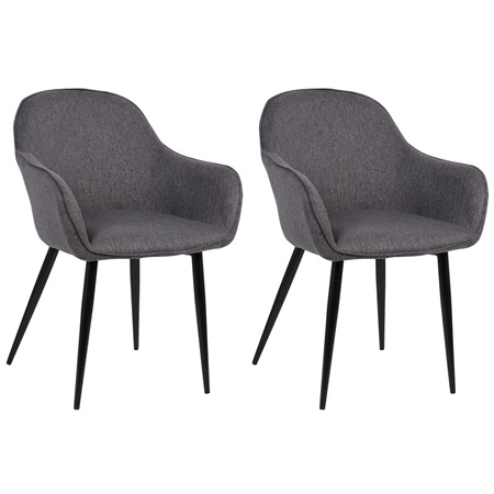 Lot de 2 Chaises Visiteur TAMARA, Design Moderne et Sophistiqué, en Tissu Gris Foncé