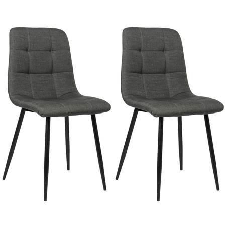 Lot de 2 Chaises Visiteur RIAD, Structure Métallique Robuste, Tissu Gris Foncé 