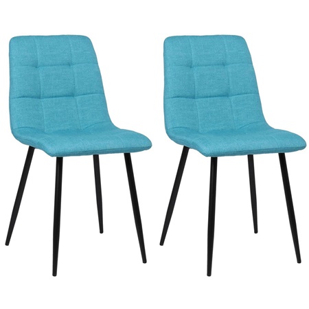 Lot de 2 Chaises Visiteur RIAD, Structure Métallique Robuste, Tissu Turquoise