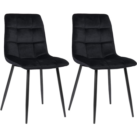 Lot de 2 Chaises Visiteur RIAD, Structure Métallique Robuste, Velours Noir