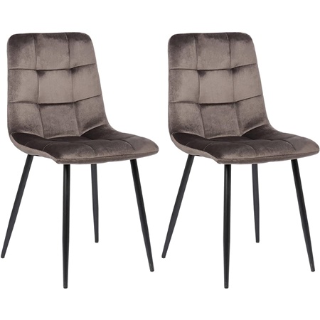 Lot de 2 Chaises Visiteur RIAD, Structure Métallique Robuste, Velours Gris