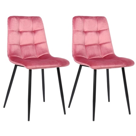 Lot de 2 Chaises Visiteur RIAD, Structure Métallique Robuste, Velours Rose