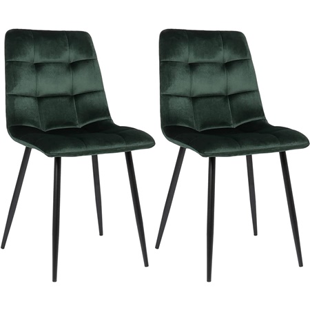 Lot de 2 Chaises Visiteur RIAD, Structure Métallique Robuste, Velours Vert