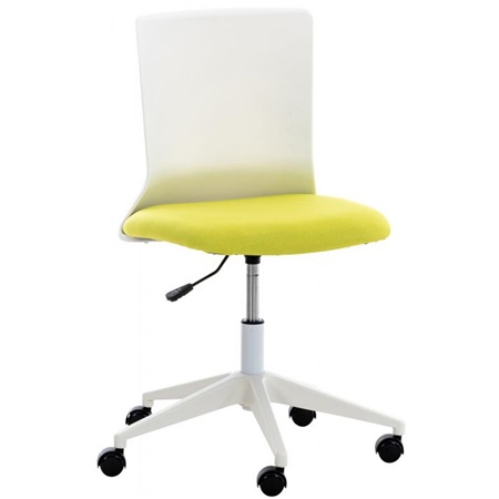 Chaise de bureau TURY, Structure Blanche, Assise en Tissu, Vert