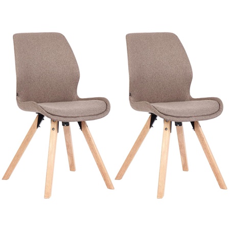 Lot de 2 Chaises Visiteur KALI TISSU, Pieds en Hêtre, Assise Rembourrée, Taupe