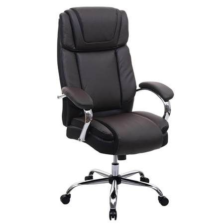 Fauteuil de bureau KELTY, Grand rembourrage, supporte jusqu'à 220kg, Marron