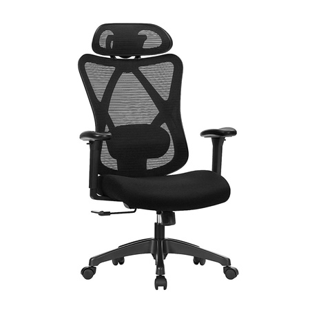 Chaise Ergonomique DARKO, Support Lombaire Réglable, Appui-tête Ajustable, Noir