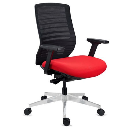 Chaise Ergonomique TAURUS, Totalement Réglable, Support Lombaire, Rouge