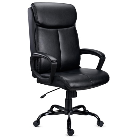 Fauteuil de bureau COSMO CUIR, Grande qualité, Noir