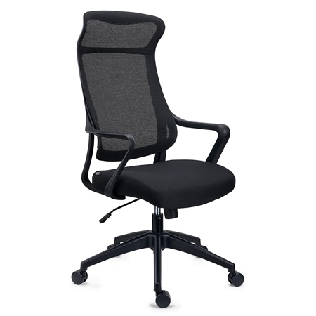 Chaise de bureau VIRGO, Appui-tête, Confortable et Pratique, en Maille et Tissu Noir