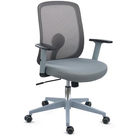 Chaise de bureau VESPA GREY, Support Lombaire, Accoudoirs Ajustables, Confortable et Décorative, Gris