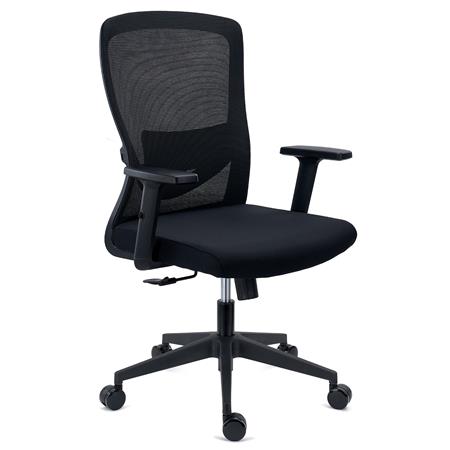 Chaise de Bureau NOTE, Utilisation Intensive de 8h, Support Lombaire Réglable, en Tissu et Maille, Noir