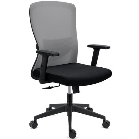 Chaise de Bureau NOTE, Utilisation Intensive de 8h, Support Lombaire Réglable, en Tissu et Maille, Gris