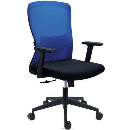 Chaise de Bureau NOTE, Utilisation Intensive de 8h, Support Lombaire Réglable, en Tissu et Maille, Bleu