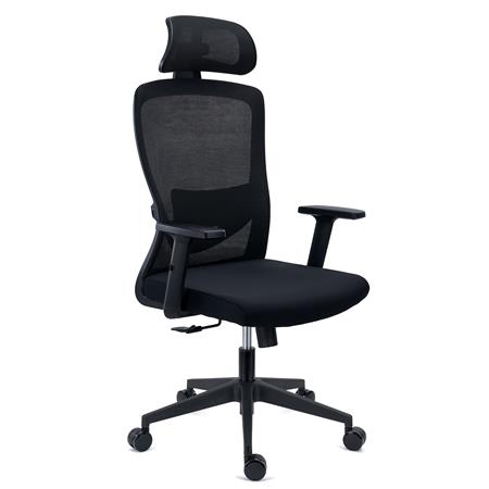 Chaise de Bureau NOTE PRO, Appui-tête, Utilisation Intensive de 8h, Support Lombaire Réglable, en Tissu et Maille, Noir