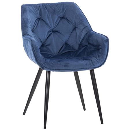 Chaise visiteur TEXAS, Design Confortable et Elégant, Piétement métallique, en Velours Bleu