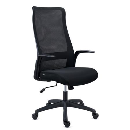 Chaise de Bureau SIERRA, Support Lombaire, Accoudoirs Design, en Tissu et Maille Respirable, Noir
