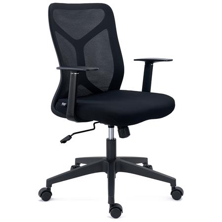 Chaise de Bureau GINGER, Mécanisme Basculant, Robuste et Polyvalente, Tissu et Maille, Noir