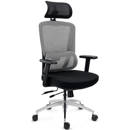 Chaise ergonomique SUPRA MAX, Réglages Avancés, Utilisation Intensive, Tissu et Maille Respirable, Gris