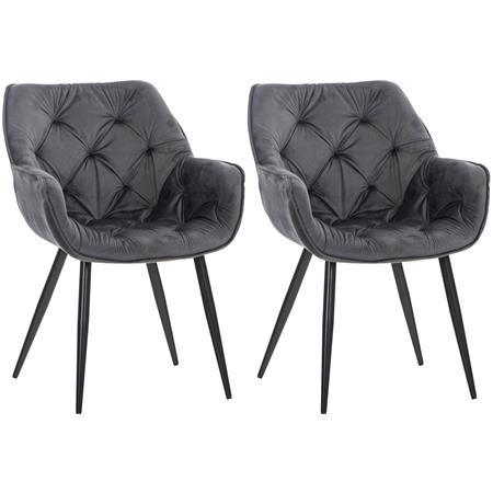 Lot de 2 Chaise visiteur TEXAS, Design Confortable et Elégant, Piétement métallique, en Velours Gris Foncé