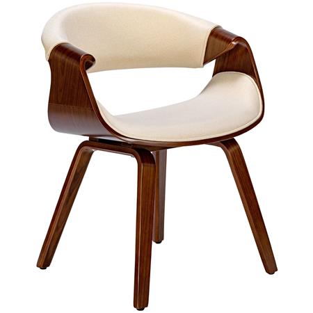Chaise Conférence MARGOT, Design Exclusif, Structure en Bois de Noyer, en Tissu Crème
