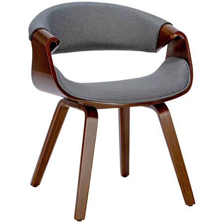 Chaise Conférence MARGOT, Design Exclusif, Structure en Bois de Noyer, en Tissu Gris