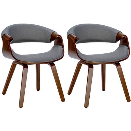 Lot de 2 Chaises Conférence MARGOT, Design Exclusif, Structure en Bois de Noyer, en Tissu Gris 