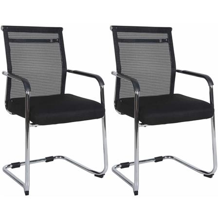 Lot de 2 Chaises Visiteur ORES, Grand Rembourrage et Design élégant, Structure en métal Chromé
