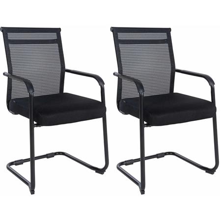 Lot de 2 Chaises Visiteur ORES, Grand Rembourrage et Design élégant, Structure en métal Noir