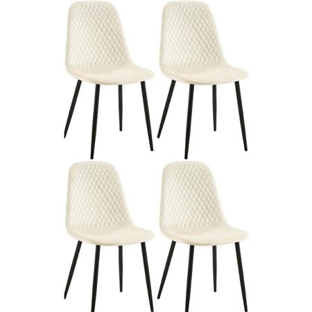 Lot de 4 Chaises visiteur DOGMA, Design Elégant, Piétement métallique, en Velours, Crème