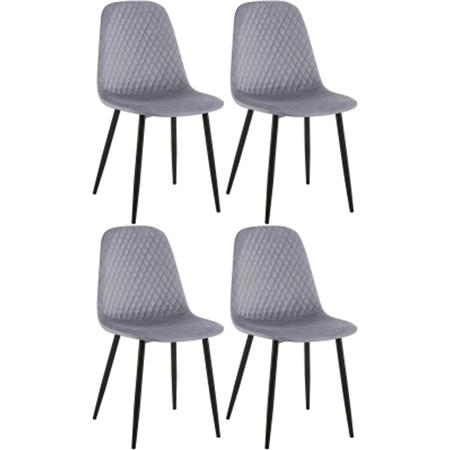 Lot de 4 Chaises visiteur DOGMA, Design Elégant, Piétement métallique, en Velours, Gris 