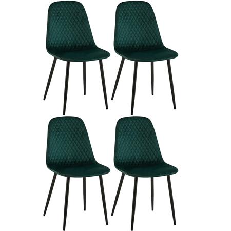 Lot de 4 Chaises visiteur DOGMA, Design Elégant, Piétement métallique, en Velours, Vert