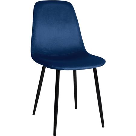Chaise visiteur NAIPES, Design Elégant, Structure en métal Noir, Velours Bleu