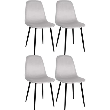 Lot de 4 Chaises visiteurs NAIPES, Design Elégant, Structure en métal Noir, Velours, Crème