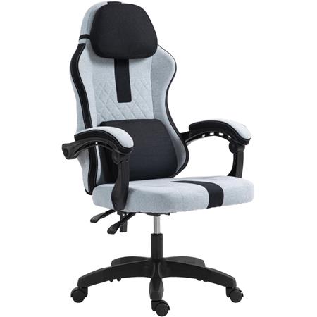 Fauteuil de bureau Gamer VENOM, Dossier Inclinable, Soutien Lombaire, en Tissu, Gris/Noir