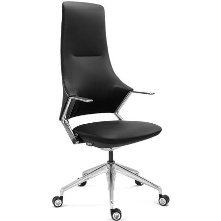Fauteuil de Bureau BOHÈME, Excellente Qualité, Design Unique, Aluminium et Cuir, Noir