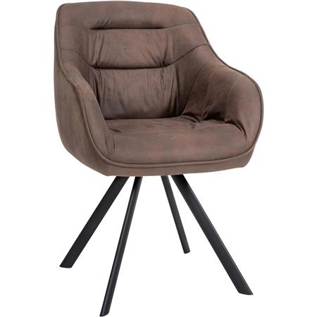 Chaise Visiteur CLODIS TISSU, Piètement Métallique, Marron Foncé