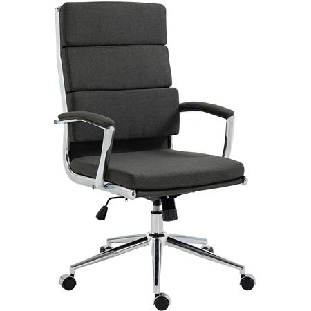 Fauteuil de Bureau TODRA TISSU, Confort et Élegance, Piètement Acier Chromé, Gris Foncé