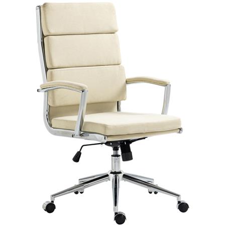 Fauteuil de Bureau TODRA TISSU, Confort et Elegance, Piètement Acier Chromé, Crème