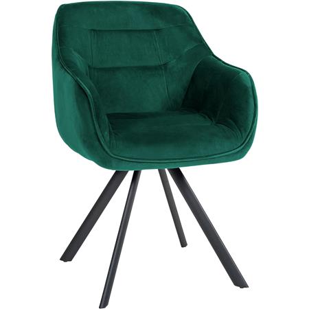Chaise Visiteur CLODIS VELOURS, Piètement Métallique, Vert