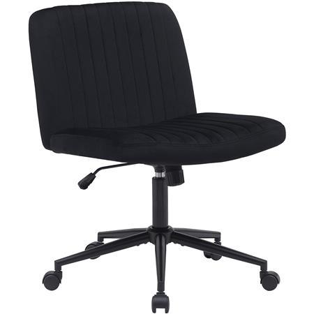 Chaise de Bureau SONNY, Structure en Métal, Revêtement en Velours, Noir