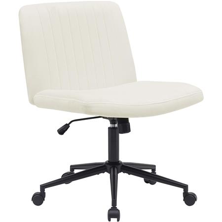 Chaise de Bureau SONNY, Structure en Métal, Revêtement en Velours, Crème