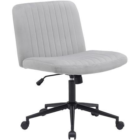 Chaise de Bureau SONNY, Structure en Métal, Revêtement en Velours, Gris Clair