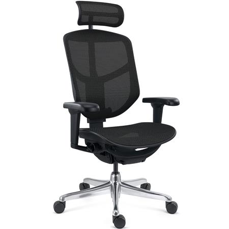 Chaise Ergonomique ENJOY, 100% Ajustable au Design Exclusif, Utilisation Intensive 8h, en Maille, Noir